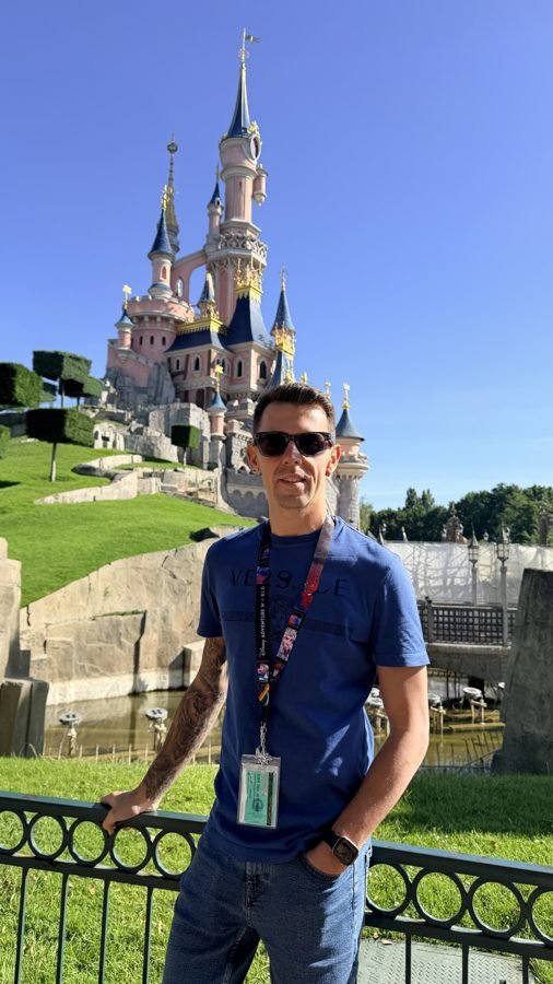 Jake in front of Sleeping Beauty Castle at Disneyland Paris